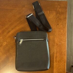 BOSS Black Leather Tote Crossbody Carry Bag